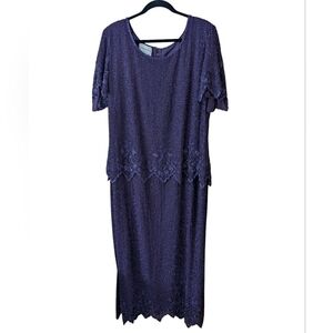 David's Bridal Full All Over Beaded Purple Mother Of Bride Formal Dress Size 1X